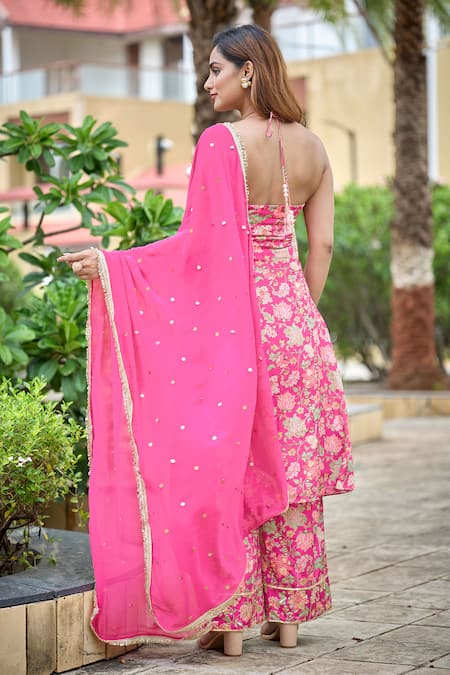Damoiselle Fuschia Fable Halter Kurta Set 