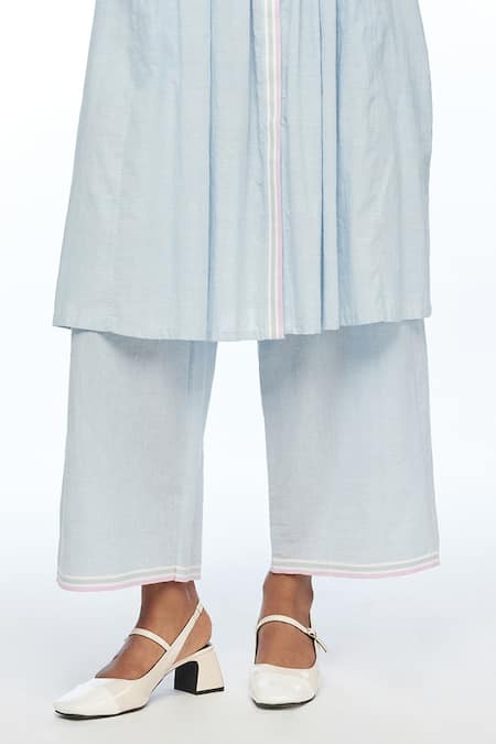 Buy_Payal Pratap_Blue Handloom Cotton Mujalis Elasticated Pant _Online_at_Aza_Fashions