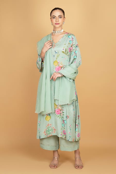 Tanu Malhotra Floral Print Kurta Pant Set 