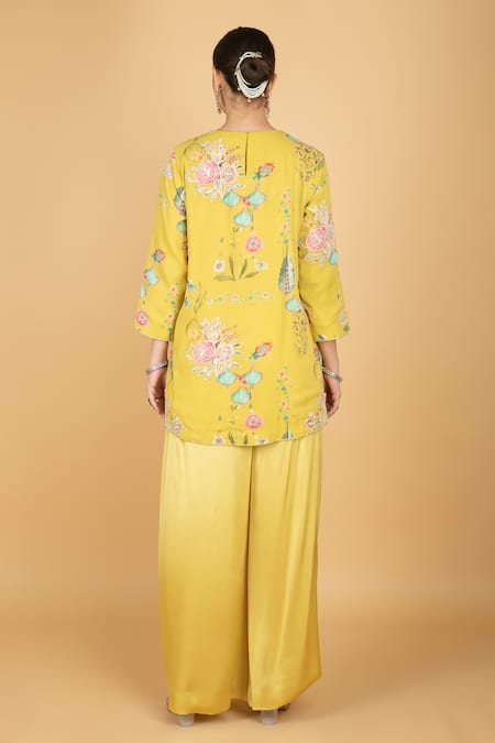 Tanu Malhotra Embroidered Overlay Top & Pant Set 