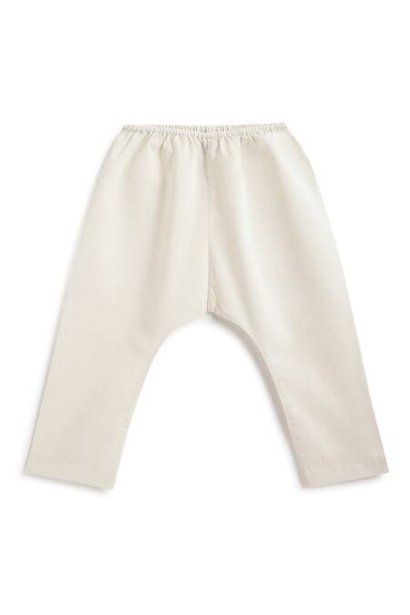 Tiber Taber_White Cotton, Lurex Orange Designer Kurta Pyjama Set _Online_at_Aza_Fashions