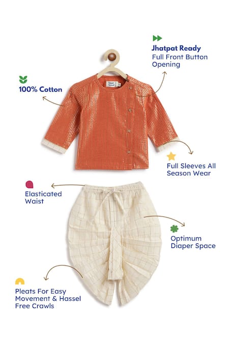 Tiber Taber_Orange Cotton Designer Kurta And Dhoti Pant Set _Online_at_Aza_Fashions