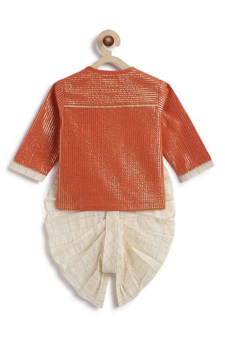 Tiber Taber Designer Orange Kurta & Dhoti Pant Set 