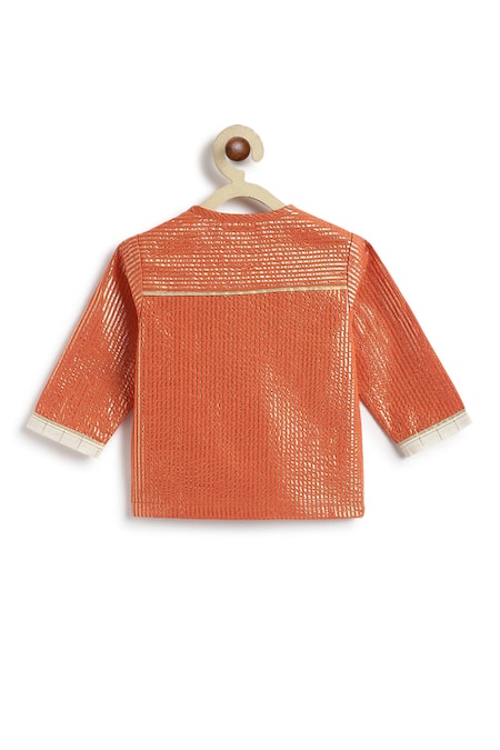 Tiber Taber_Orange Cotton Designer Kurta And Dhoti Pant Set _at_Aza_Fashions