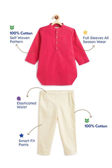 Buy Tiber Taber Pink Cotton Self Woven Kurta And Pant Set Online at Aza Fashions Buy_Tiber Taber_Pink Cotton Self Woven Kurta And Pant Set _Online_at_Aza_Fashions