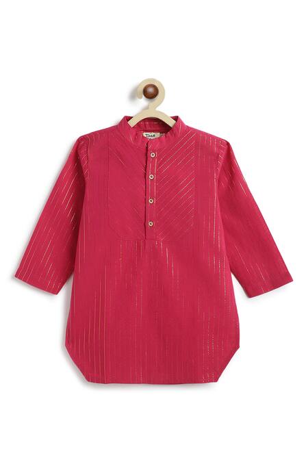 Tiber Taber Pink Cotton Self Woven Kurta And Pant Set at Aza Fashions Tiber Taber_Pink Cotton Self Woven Kurta And Pant Set _at_Aza_Fashions