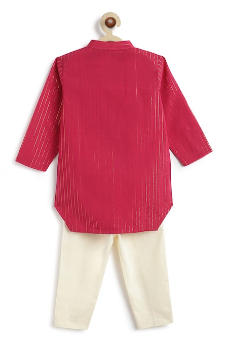 Shop Tiber Taber Pink Cotton Self Woven Kurta And Pant Set at Aza Fashions Shop_Tiber Taber_Pink Cotton Self Woven Kurta And Pant Set _at_Aza_Fashions