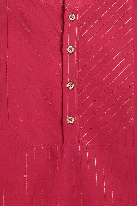 Shop Tiber Taber Pink Cotton Self Woven Kurta And Pant Set Shop_Tiber Taber_Pink Cotton Self Woven Kurta And Pant Set