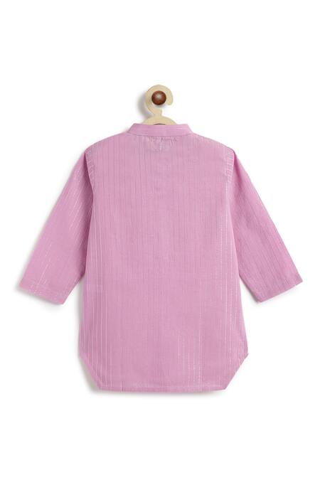 Tiber Taber_Purple Cotton, Lurex Self Woven Kurta And Pant Set _at_Aza_Fashions