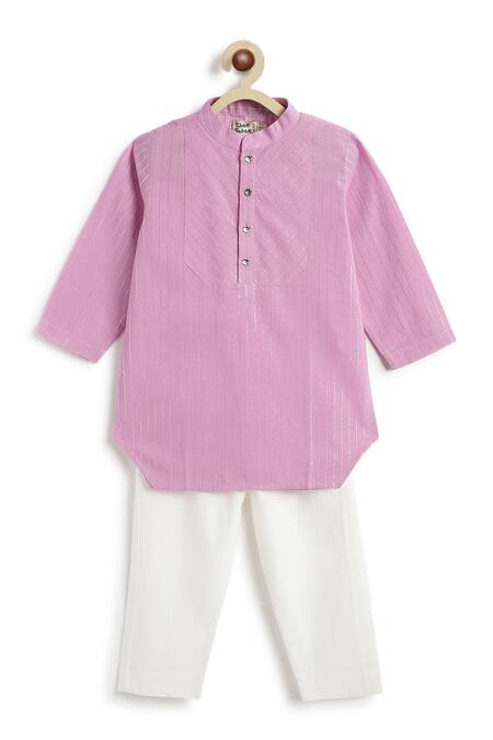 Shop_Tiber Taber_Purple Cotton, Lurex Self Woven Kurta And Pant Set 