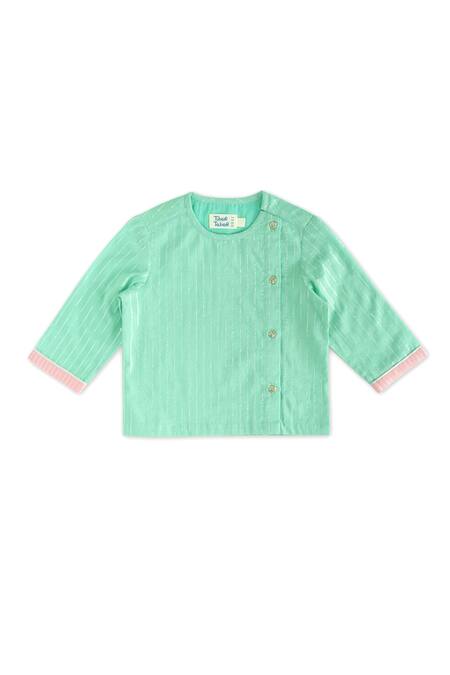 Tiber Taber_Green Cotton, Lurex Designer Kurta And Dhoti Pant Set _Online_at_Aza_Fashions