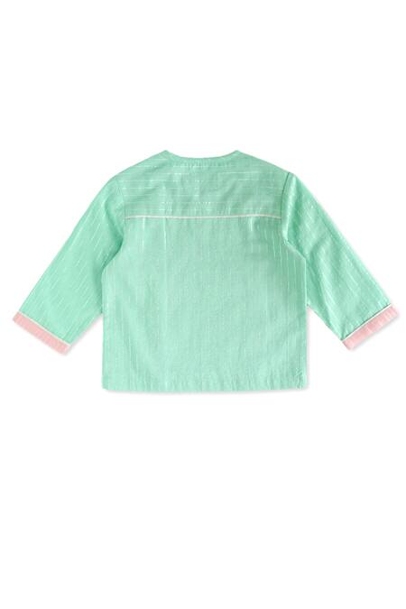 Buy_Tiber Taber_Green Cotton, Lurex Designer Kurta And Dhoti Pant Set _Online_at_Aza_Fashions