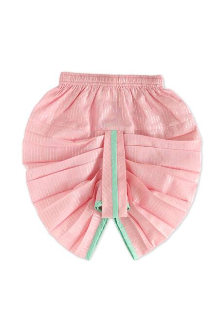 Tiber Taber_Green Cotton, Lurex Designer Kurta And Dhoti Pant Set _at_Aza_Fashions