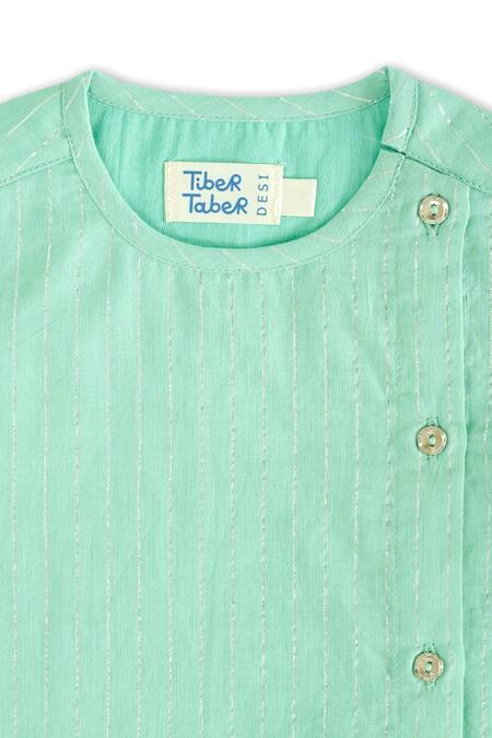 Shop_Tiber Taber_Green Cotton, Lurex Designer Kurta And Dhoti Pant Set 