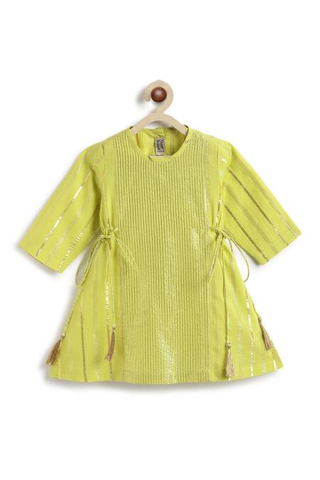 Shop Tiber Taber Green Cotton, Lurex Tassels Designer Kurta And Salwar Set Shop_Tiber Taber_Green Cotton, Lurex Tassels Designer Kurta And Salwar Set