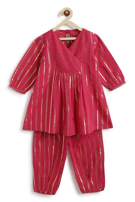 Buy_Tiber Taber_Pink Cotton, Lurex Zari Designer Kurta And Salwar Set 