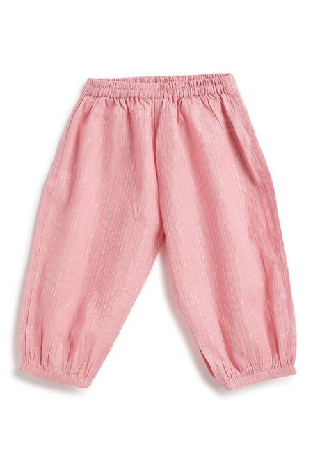 Tiber Taber_Pink Cotton, Lurex, Chiffon Kurta Salwar Set _at_Aza_Fashions