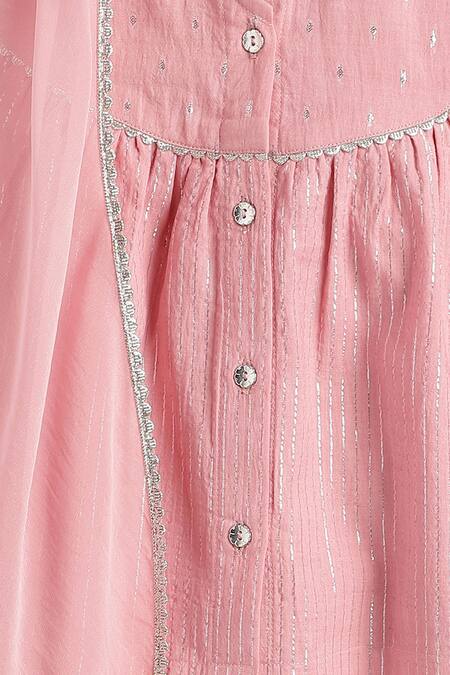 Shop_Tiber Taber_Pink Cotton, Lurex, Chiffon Kurta Salwar Set 