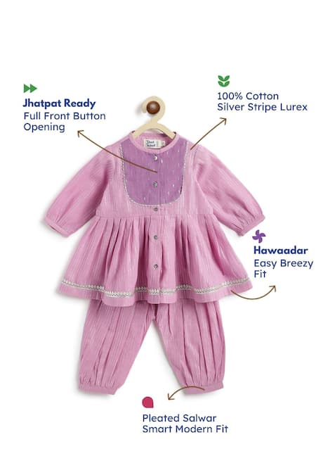 Buy_Tiber Taber_Purple Cotton, Lurex Zari Angrakha Kurta And Salwar Set _Online_at_Aza_Fashions