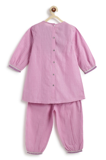 Tiber Taber Purple Cotton Lurex Kurta Salwar Set 