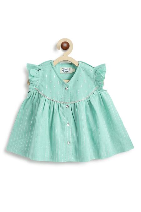 Buy_Tiber Taber_Green Cotton, Lurex, Chiffon Embroidery Kurta Set _Online_at_Aza_Fashions