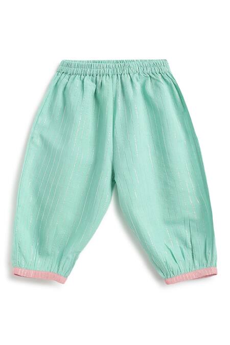 Tiber Taber_Green Cotton, Lurex, Chiffon Embroidery Kurta Set _at_Aza_Fashions