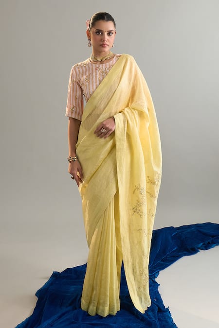 Anantaa By Roohi X AZA Yellow Embroidered Saree & Blouse Set 