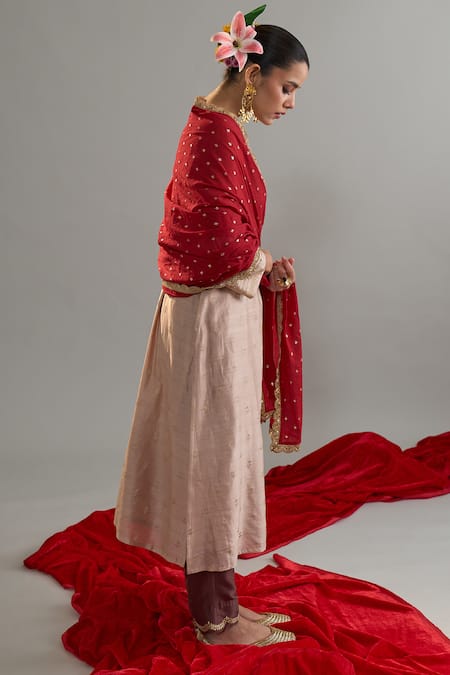 Anantaa By Roohi X AZA Brown Zari Motif Chanderi Kurta Set