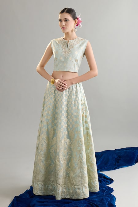 Anantaa By Roohi X AZA Light Blue Embroidered Lehenga Set