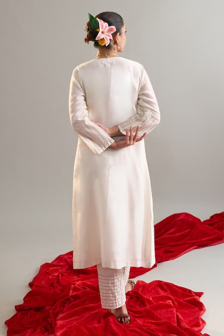 Anantaa By Roohi X AZA Off White Silk, Chanderi Gota Patti, Sequins, Embroidery Angarkha And Pant Set Online at Aza Fashions Anantaa By Roohi X AZA_Off White Silk, Chanderi Gota Patti, Sequins, Embroidery Angarkha And Pant Set _Online_at_Aza_Fashions