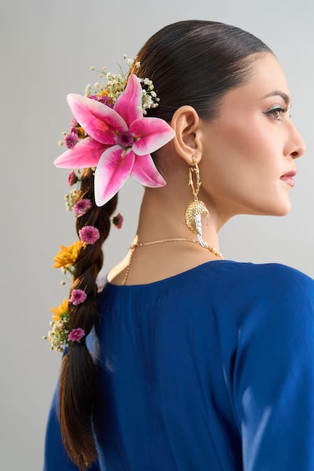 Shop_Anantaa By Roohi X AZA_Blue Silk, Chanderi Sequins, Pearls Round Embroidered Royal Kaftan And Pant Set _Online_at_Aza_Fashions