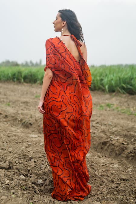 Gazab by Miku Kumar Orange Designer Cape Set 