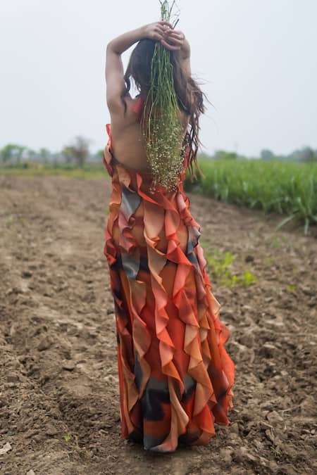 Gazab by Miku Kumar Multi Color Ruffled Maxi Dress 