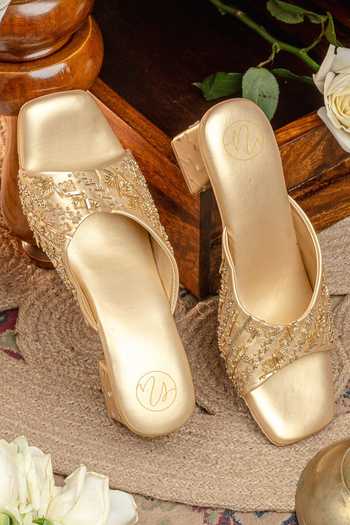 NR By Nidhi Rathi Embellished Open-Toe Block Heels 