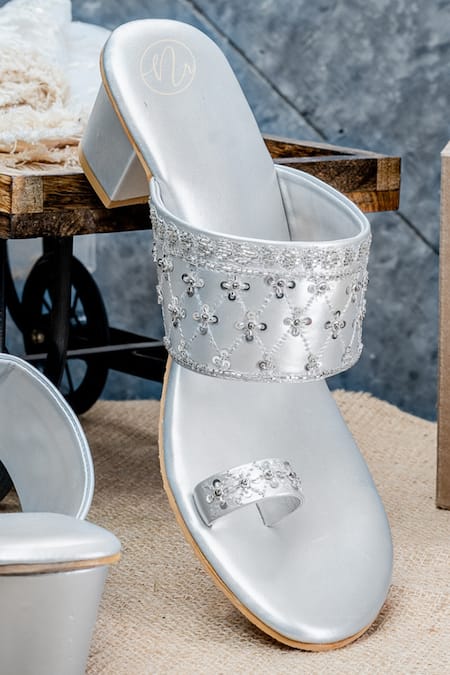 NR By Nidhi Rathi Embellished Open-Toe Block Heels 