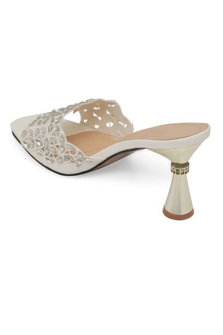 NR By Nidhi Rathi White Crystals Embellished Block Heels Online at Aza Fashions NR By Nidhi Rathi_White Crystals Embellished Block Heels _Online_at_Aza_Fashions