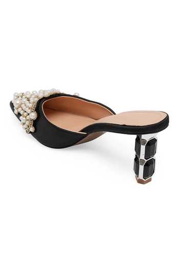 NR By Nidhi Rathi_Black Pearls, Beads Embellished Stiletto Heels_Online_at_Aza_Fashions