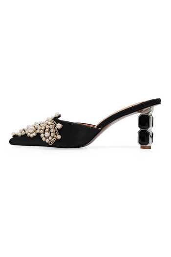 Buy_NR By Nidhi Rathi_Black Pearls, Beads Embellished Stiletto Heels_Online_at_Aza_Fashions