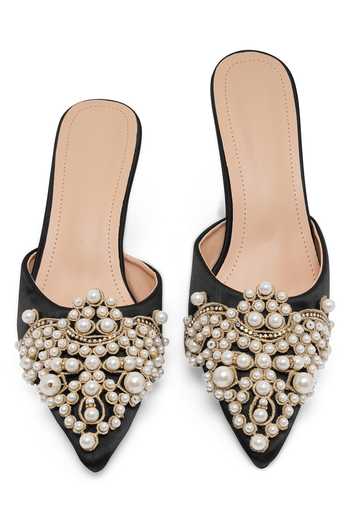 Buy_NR By Nidhi Rathi_Black Pearls, Beads Embellished Stiletto Heels