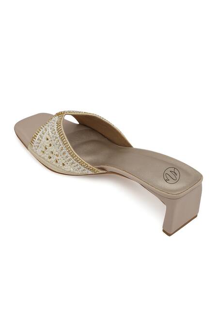 Buy_NR By Nidhi Rathi_Gold Beads, Sequins Luxe Embellished Block Heel Sandals _Online_at_Aza_Fashions