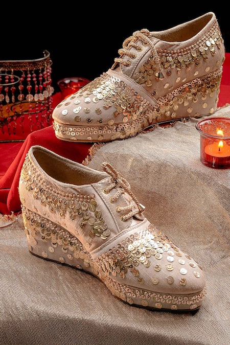 NR By Nidhi Rathi Embellished Wedge Party Sandals 