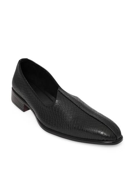 Buy_NR By Nidhi Rathi_Black Patent Mid Top Slip On Mojaris _Online_at_Aza_Fashions