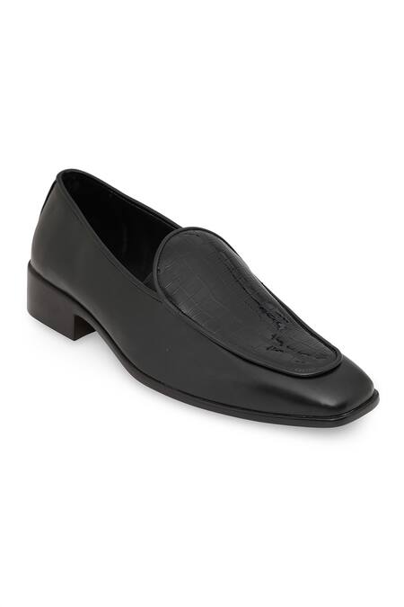Shop_NR By Nidhi Rathi_Black Glossy Patent Loafers _Online_at_Aza_Fashions