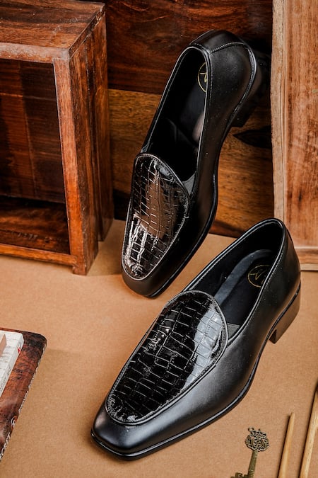 NR By Nidhi Rathi Glossy Black Patent Loafers 