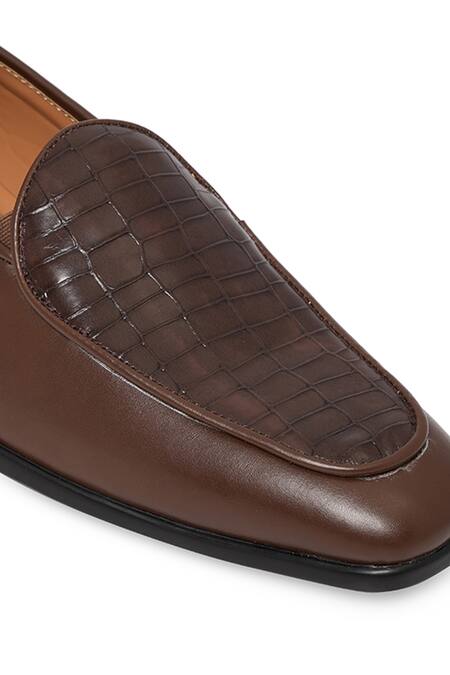 Buy NR By Nidhi Rathi Brown Textured Patent Loafers Buy_NR By Nidhi Rathi_Brown Textured Patent Loafers