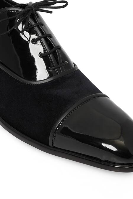 Buy NR By Nidhi Rathi Black Glossy Textured Suede Derbys Buy_NR By Nidhi Rathi_Black Glossy Textured Suede Derbys