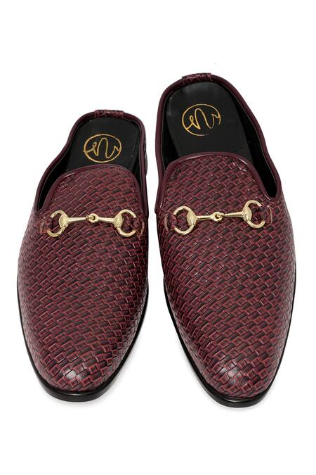 NR By Nidhi Rathi_Brown Textured Patent Flatforms _at_Aza_Fashions