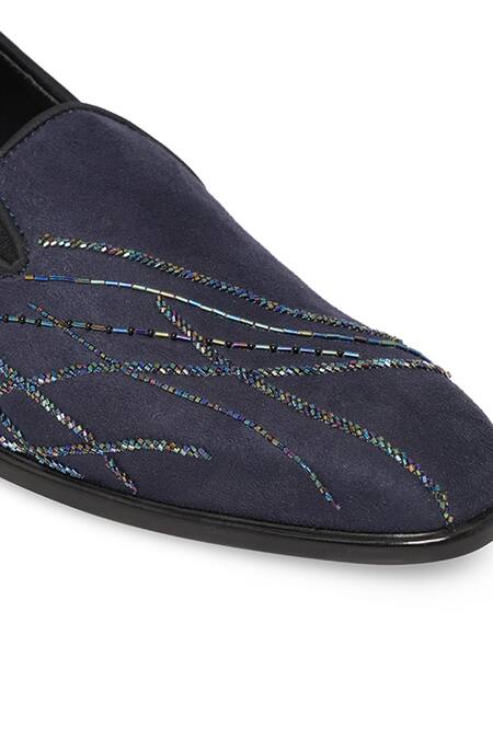 NR By Nidhi Rathi Blue Textured Suede Slip-on Derbys at Aza Fashions NR By Nidhi Rathi_Blue Textured Suede Slip-on Derbys _at_Aza_Fashions