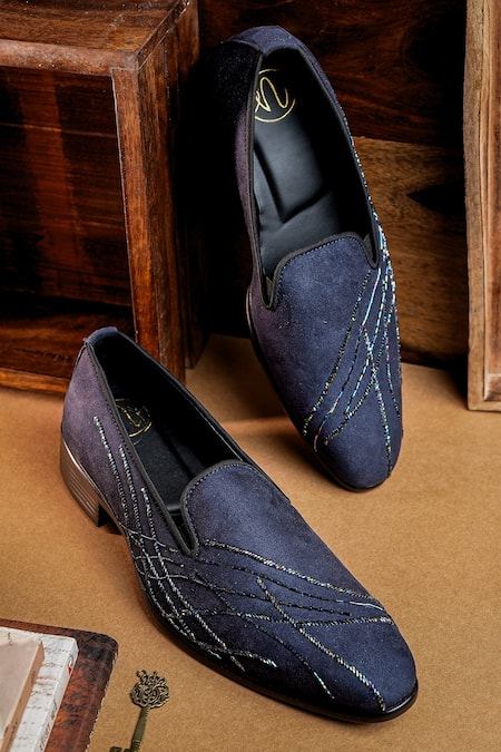 NR By Nidhi Rathi Textured Suede Slip-On Derbys 