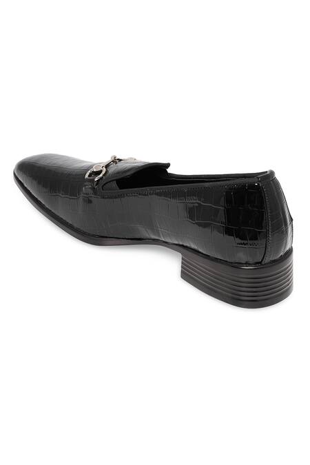 Shop_NR By Nidhi Rathi_Black Buckles Gloss Patent Slip-on Monks _Online_at_Aza_Fashions